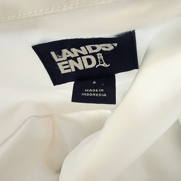 Lands End White Button Down Uniform Shirt - Picture 3 of 6